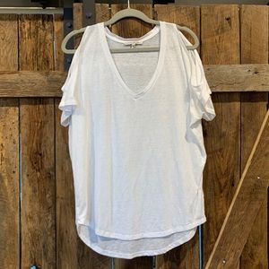 White cold shoulder top